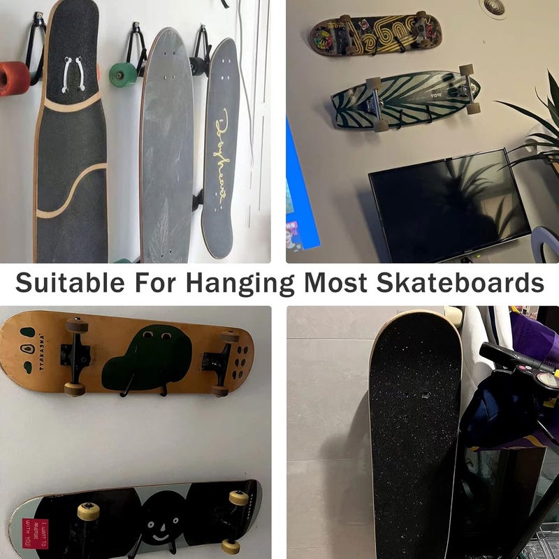 RUZUO Upgraded Skateboard Wall Mount Skateboard Hanger, Skateboard and Longboard Wall Rack, Skate Board Holders-Lengthen - Image 2